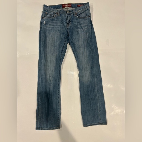 Lucky Brand Sienna Tomboy Jeans Women’s 0/25 Light Wash Embroidered Lace Cuff - Picture 1 of 11